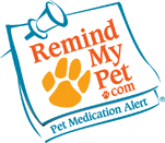 Pet medication reminder logo with paw print.